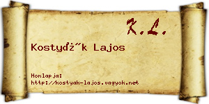 Kostyák Lajos névjegykártya