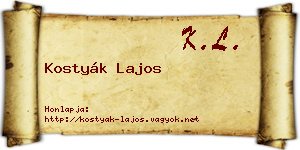 Kostyák Lajos névjegykártya